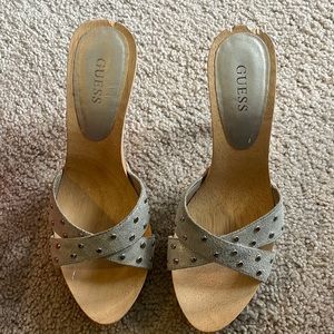 Guess Silver Studded Heels/ Sandals
